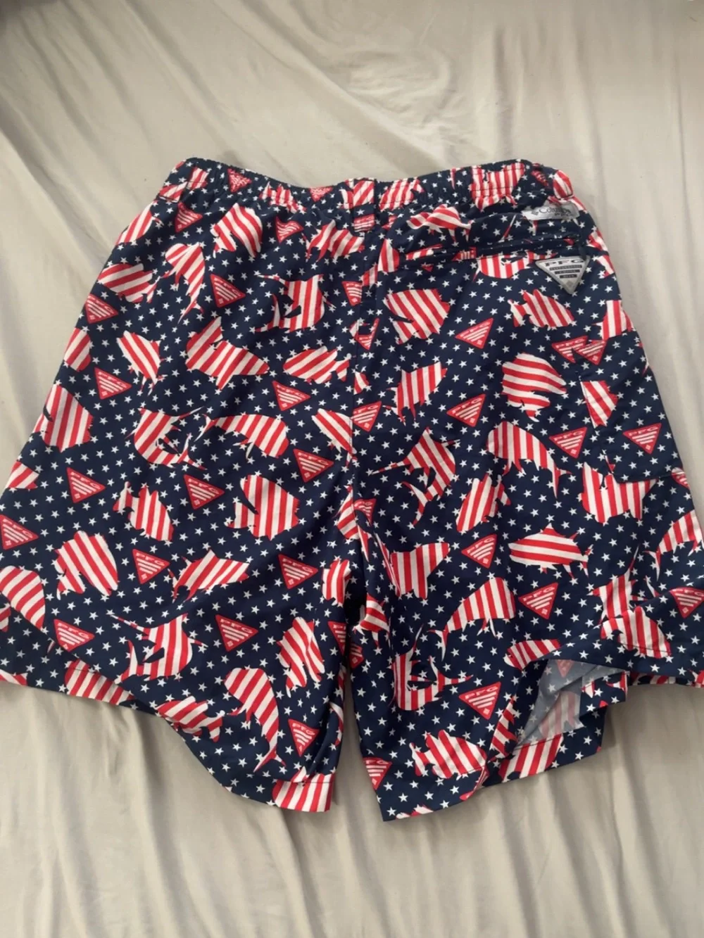 Columbia Navy, Red & White Star-Spangled Swim Shorts